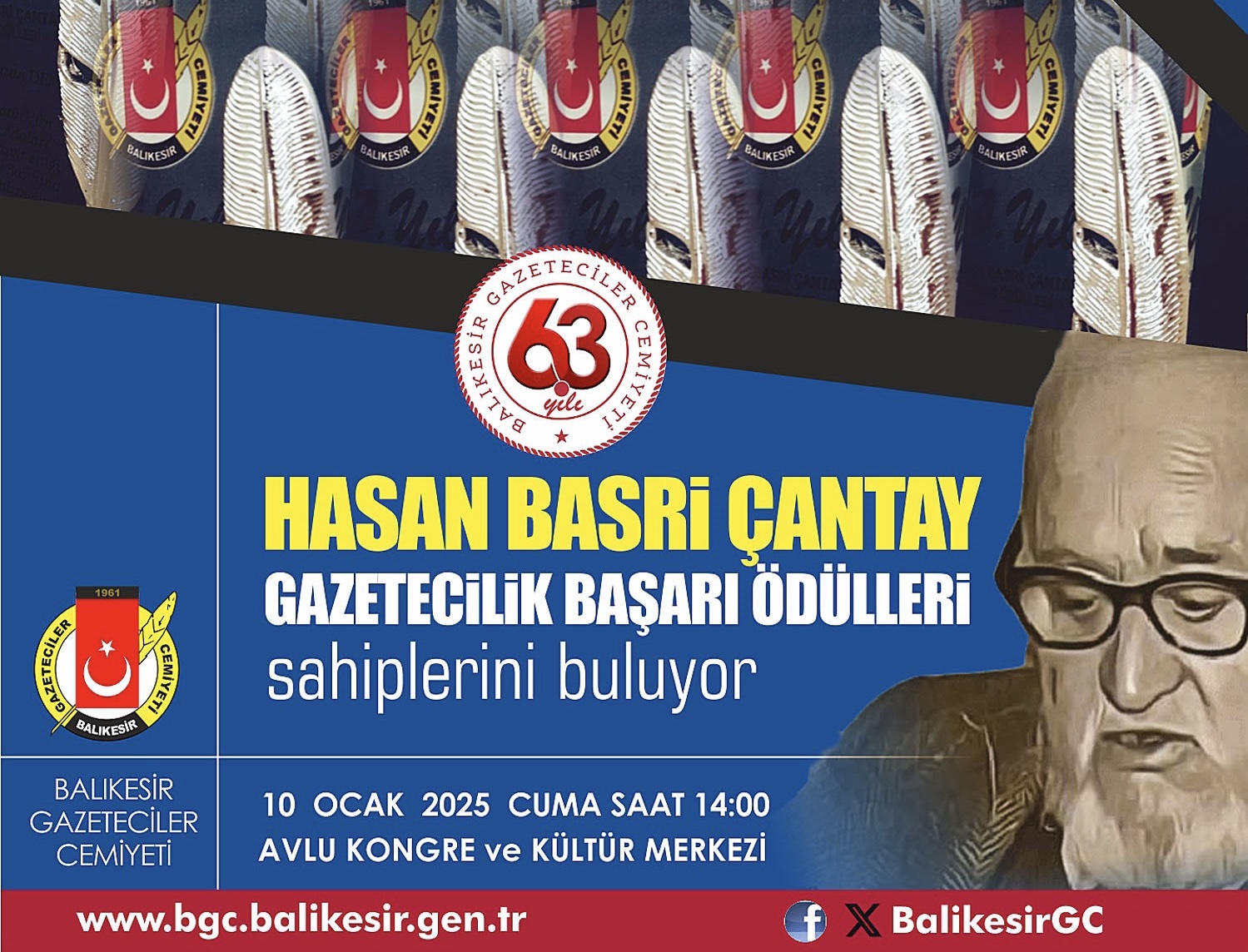 BALIKESİR Gazeteciler Cemiyeti (BGC) Hasan Basri Çantay Gazetecilik Ödülleri sahiplerini