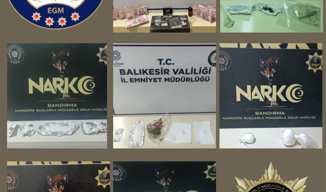 Balıkesir’in Bandırma ilçesinde, Narkotik Suçlarla Mücadele ekiplerince uyuşturucu madde ticareti